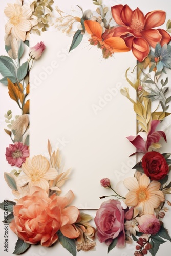 Wallpaper Mural Colorful flower border with large blank space for cards or invites. Torontodigital.ca