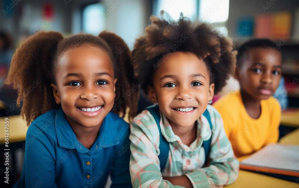 A group of black children are being at school lesson A group of black children are being at school lesson