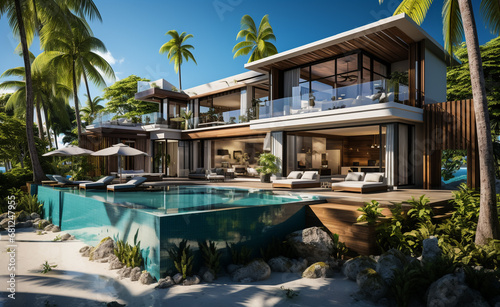 luxury and modern villa. Generative AI.  © Fahad