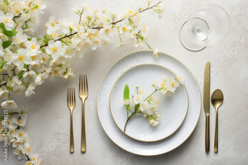 Spring table setting ,Holidays background with copy space