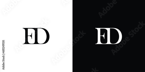 Abstract ED Letter Logo Design Template Vector in black and white color