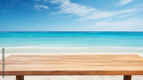 Empty table and sea in the background