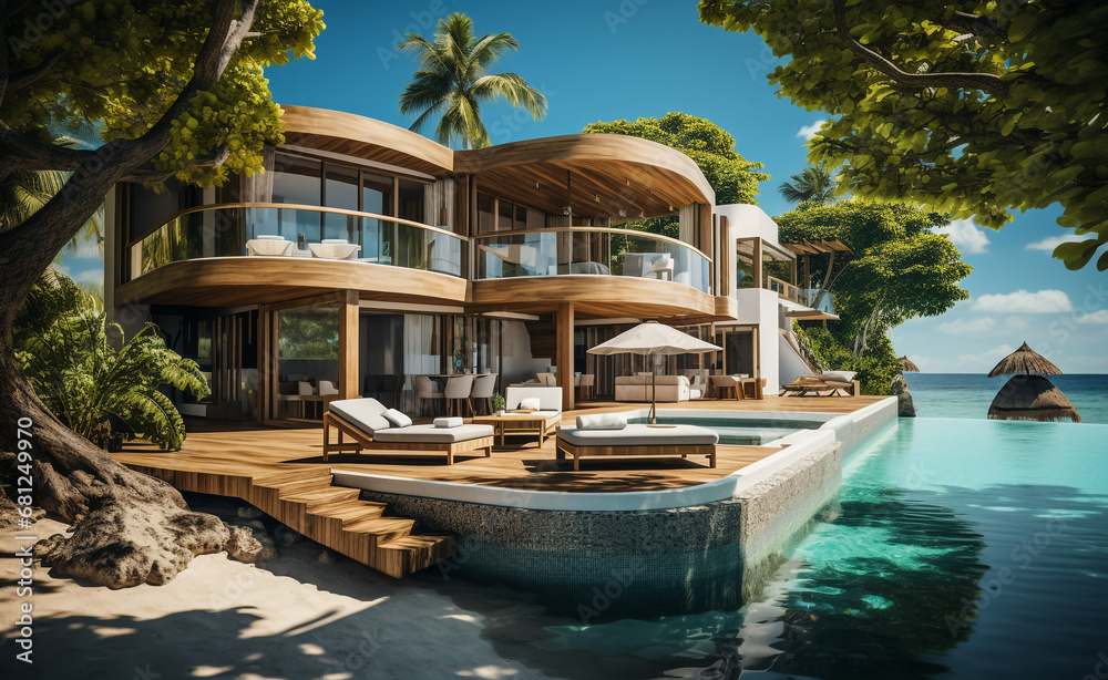 luxury and modern villa. Generative AI.
