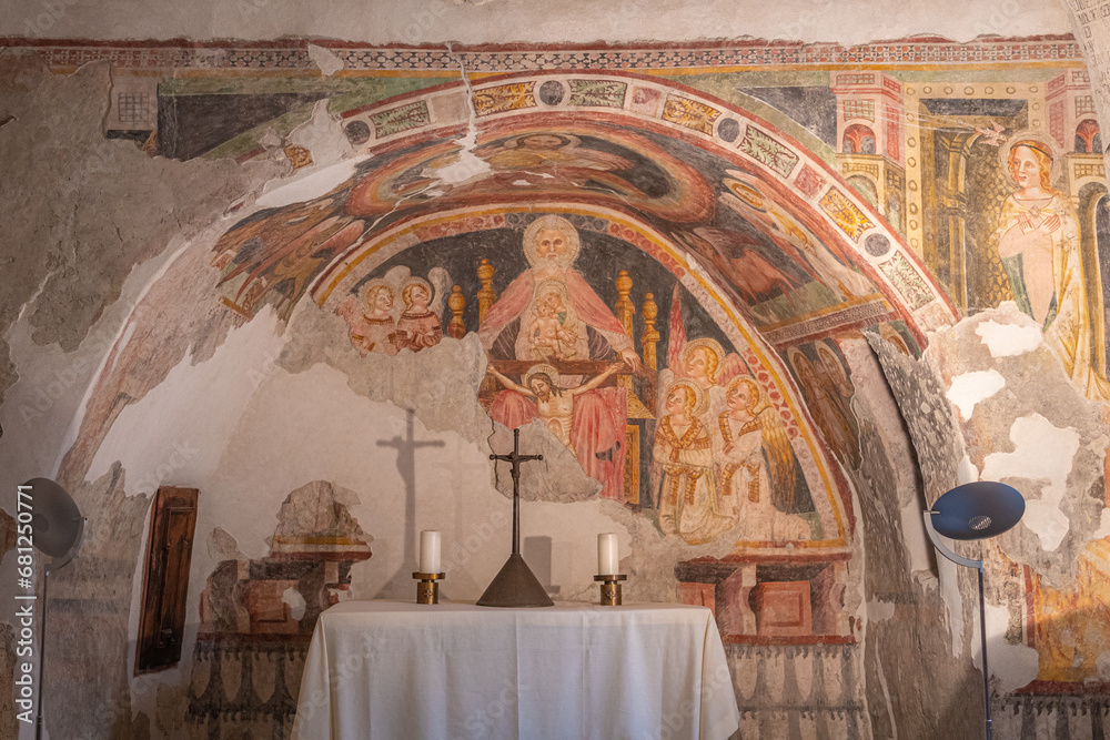 Obraz premium The chapel of the medieval castle of Castelbello Ciardes (German: Schloss Kastelbell), South Tyrol, Trentino Alto Adige Südtirol, Italy
