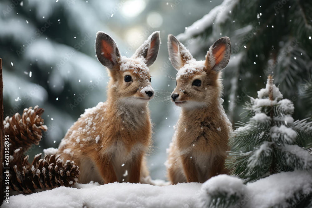 A Christmas card with a focus on wildlife and animals, promoting awareness and conservation efforts. Generative Ai. A Christmas card with a focus on wildlife and animals, promoting awareness and conservation efforts. Generative Ai.