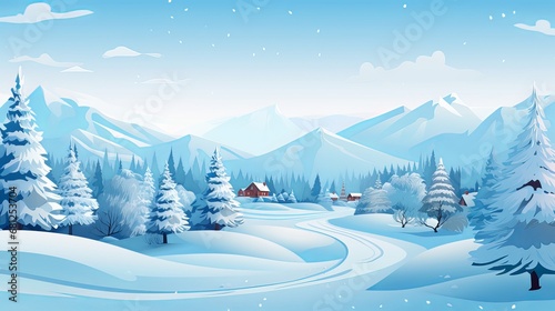 Vector illustration of a winter natural landscape with mountains © Marry