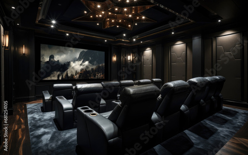 A luxurious black home theater © piai
