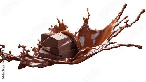 Chocolate or cocoa splash with clipping path on trasparant background photo