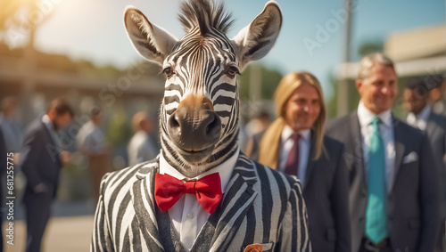 Portrait of a zebra with glasses and a business suit ​
