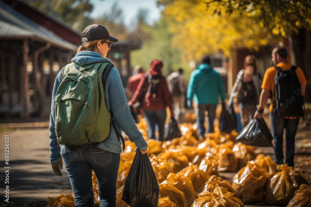 People participating in a community service project, emphasizing the spirit of volunteerism and giving back. Generative Ai.