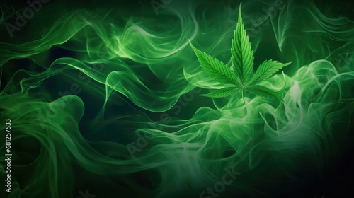 Hazy smoke backdrop with cannabis marijuana buds.