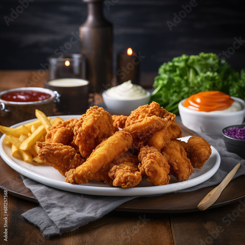 fried chicken food with white background j