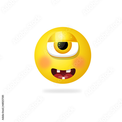 monster smiley vector, cartoon character emoji illustration on white background.