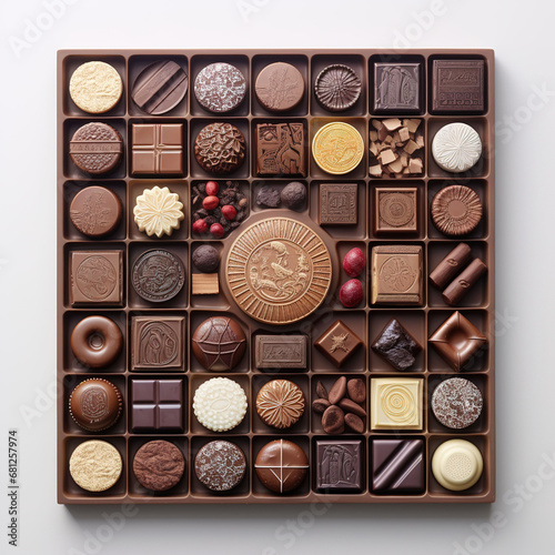 artistically arranged assortment of chocolate photo