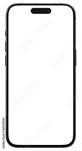 Smartphone frameless mockup. iphone 15 pro titanium or pro max Realistic mobile phone mockup with blank screen