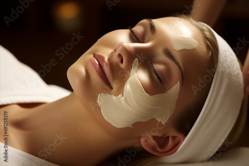 Facial Moisturizing Mask Application in Cosmetologists Office for Hydration and Nourishment