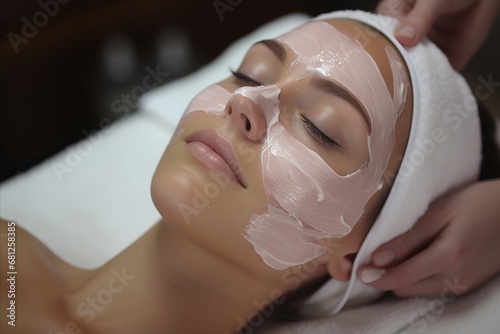Professional Cosmetologist Applying High-Quality Facial Moisturizing Mask in a Modern Office Setting