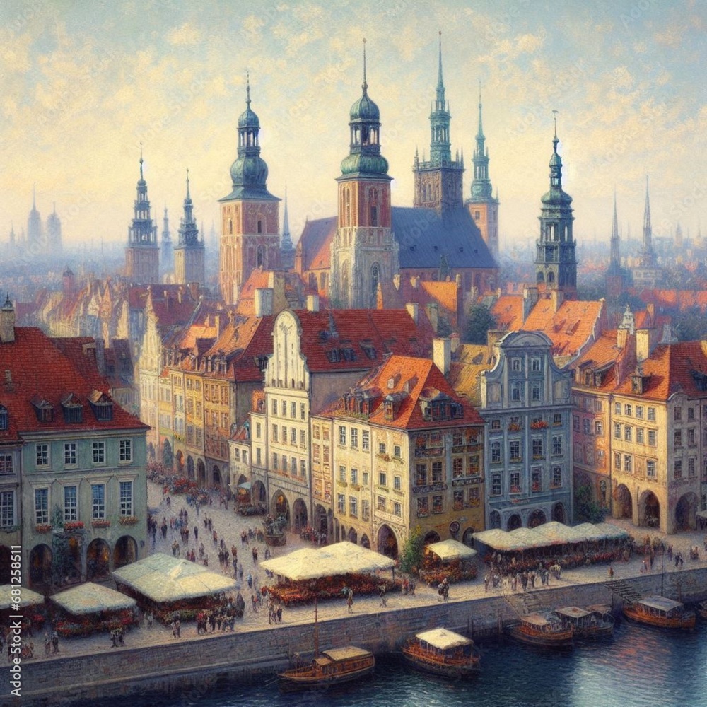 Obraz premium city castle and charles bridge