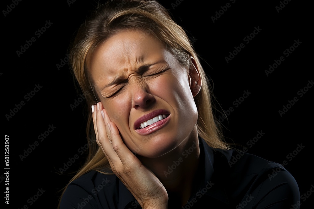 Woman Suffering from Severe Toothache - Close-up Image of a Lady in Agony due to Dental Pain