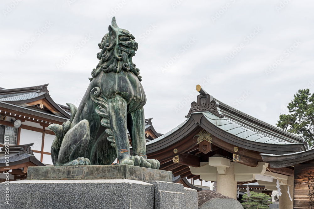 Komainu (dog-lion guardian) in Itsukushima island, Hiroshima, Japan.
Protective shisa figure that ward off evil spirits.
