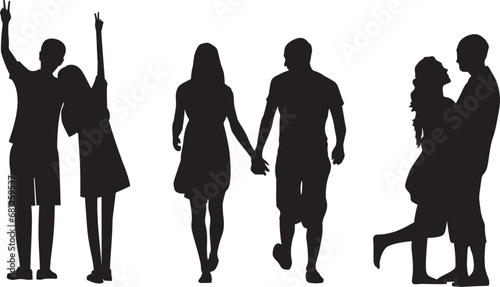 man and women set couple lovers silhouette vector illustrations. EPS 10 File
 photo