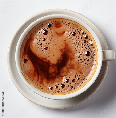 a coffee/latte top view in a beverage-themed, realistic illustration in JPG. Generative ai © Purple Penguin GFX