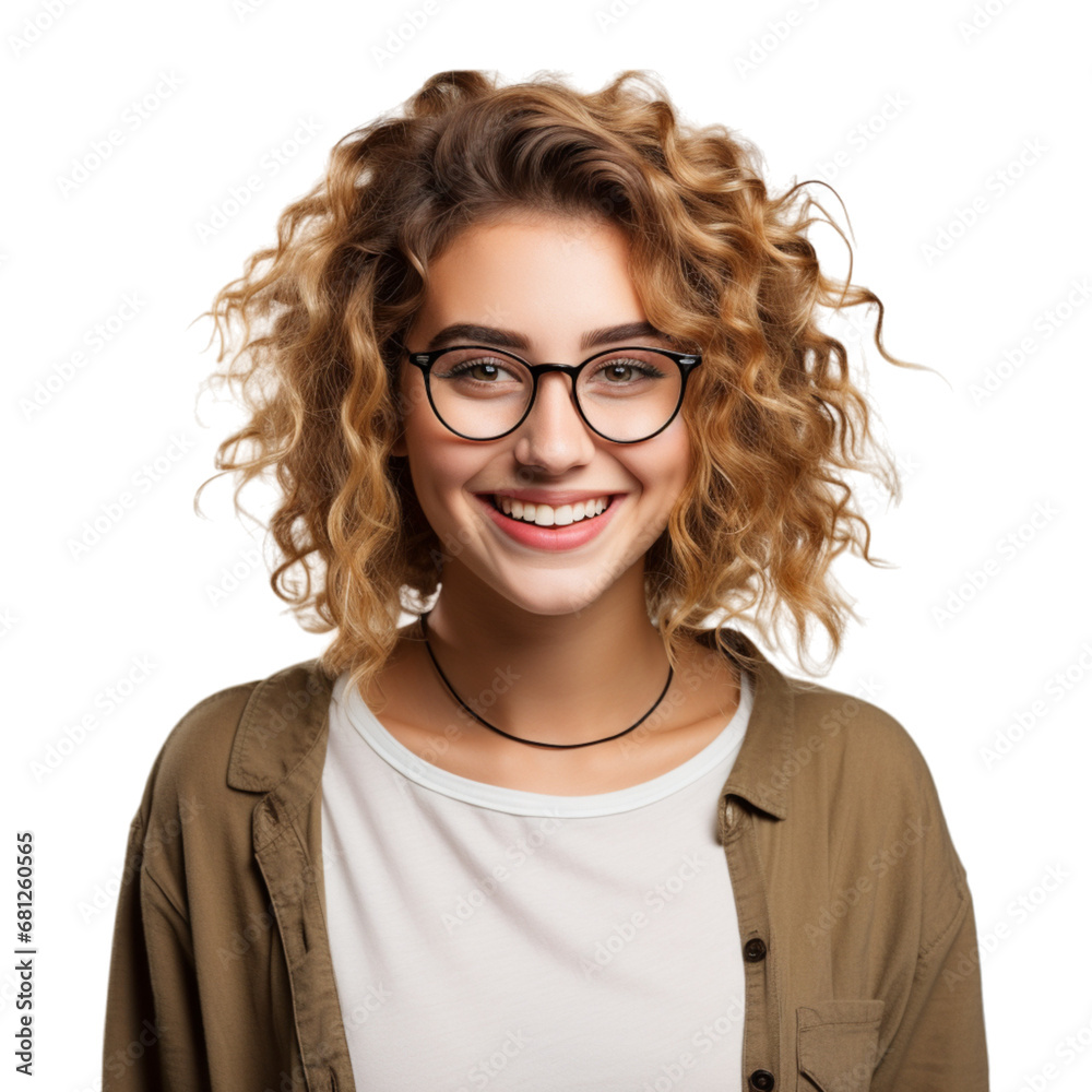 Woman with a Genuine Smile and Stylish Glasses