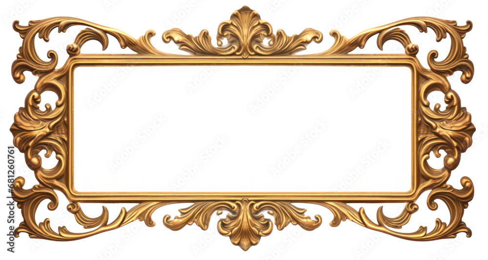 Rectangular frame gold royal border with a medieval touch, adorned with luxurious Westernstyle