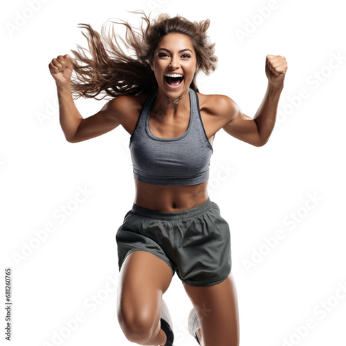 A Woman Running with Wind-Blown Hair