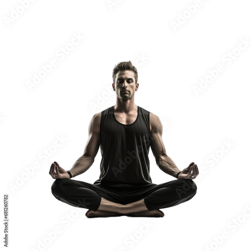 A Man Practicing Yoga in a Black Tank Top © Muhammad