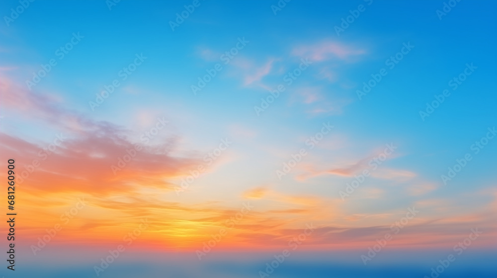 Obraz premium Abstract gradient sunrise in the sky with cloud and blue mix orange natural background.