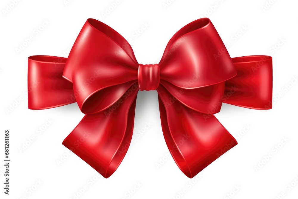 Red silky ribbon, beautiful bow for a gift box