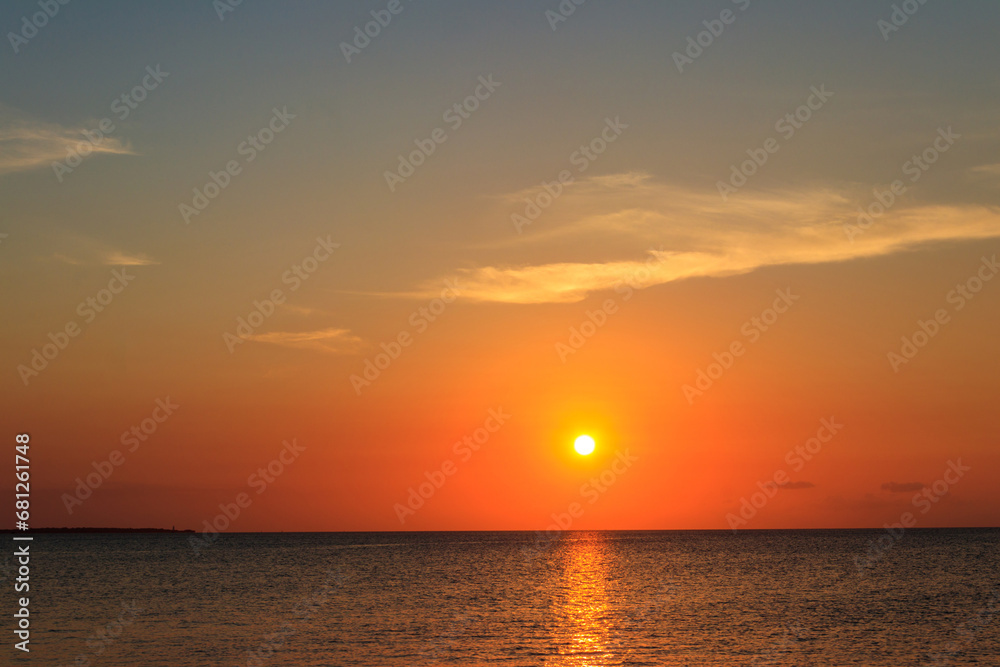 View of the Indian ocean at sunset in Zanzibar, Tanzania