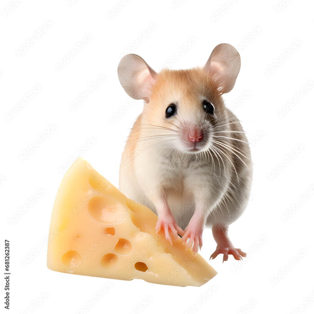 Fototapeta premium An Isolated Mouse with cheese on a Transparent background