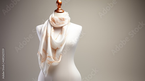 a white silk scarf on a white upper body mannequin. photo