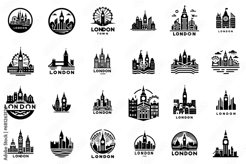 Exploring London: Vector Graphics of the UK Capital's Landmarks - obrazy, fototapety, plakaty 
