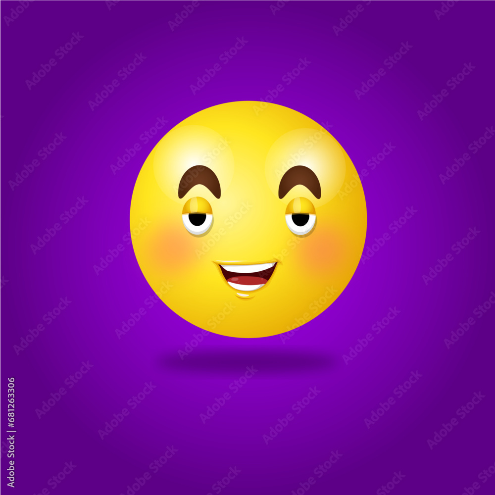 funny smiley vector, cartoon character emoji illustration on purple background. funny smiley vector, cartoon character emoji illustration on purple background.