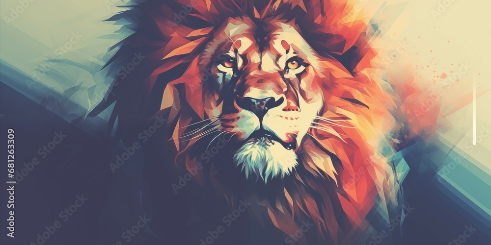 Vintage Style, Abstract Lion Wallpaper with Artistic Effect, Inspired by Roaring Majestic Big Cats