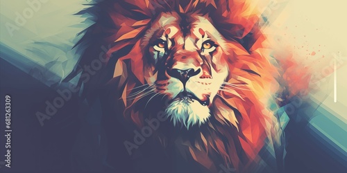 Vintage Style, Abstract Lion Wallpaper with Artistic Effect, Inspired by Roaring Majestic Big Cats