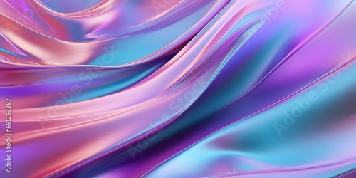 Abstract Silk Iridescent Holographic Wallpaper in a Vibrant Spectrum of Azure  Violet  and Pink.