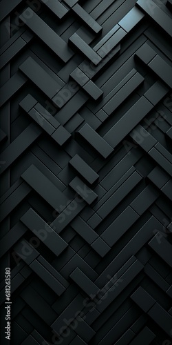 Abstract Geometric Black Pattern Illustrating Dark Aesthetic Chaos, Symmetrical Rectangular Parallel Design