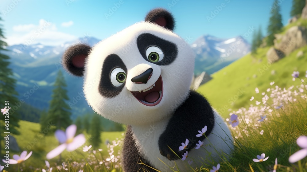 Adorable Panda: Brightly Rendered Cartoon Character Illustration Perfect for Kids, Full of Delightful Cuteness Adorable Panda: Brightly Rendered Cartoon Character Illustration Perfect for Kids, Full of Delightful Cuteness