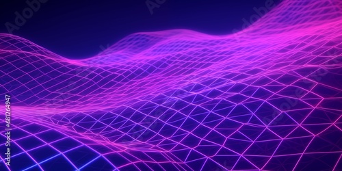 Abstract Synthwave-Inspired Wireframe Network Background for Future Retro Themes