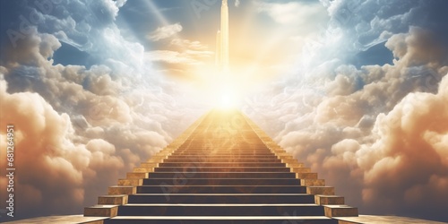 Conceptual Illustration of Stairway to Heaven: A Conception of Afterlife and Eternity photo