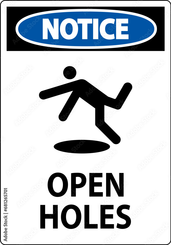 Notice Sign Open Holes Notice Sign Open Holes