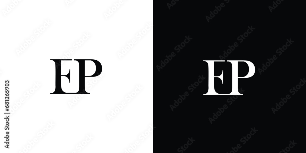 Obraz premium Abstract letter EP or PE vector logo monogram template in black and white color