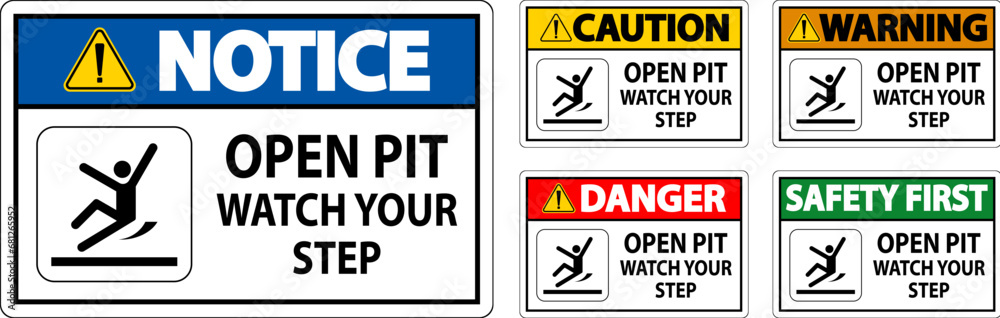 Caution Sign Open Pit, Watch Your Step