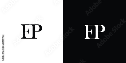 Abstract letter EP or PE vector logo monogram template in black and white color