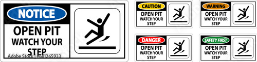 Caution Sign Open Pit, Watch Your Step
