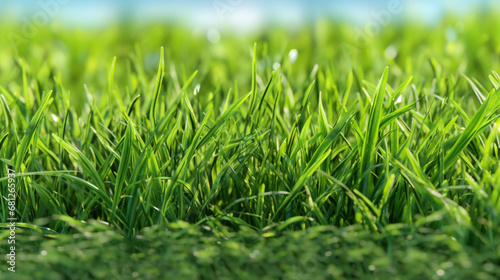 Gros plan, zoom sur de l'herbe fraîche et bien verte. Nature, jardin, gazon. Pour conception et création graphique. photo